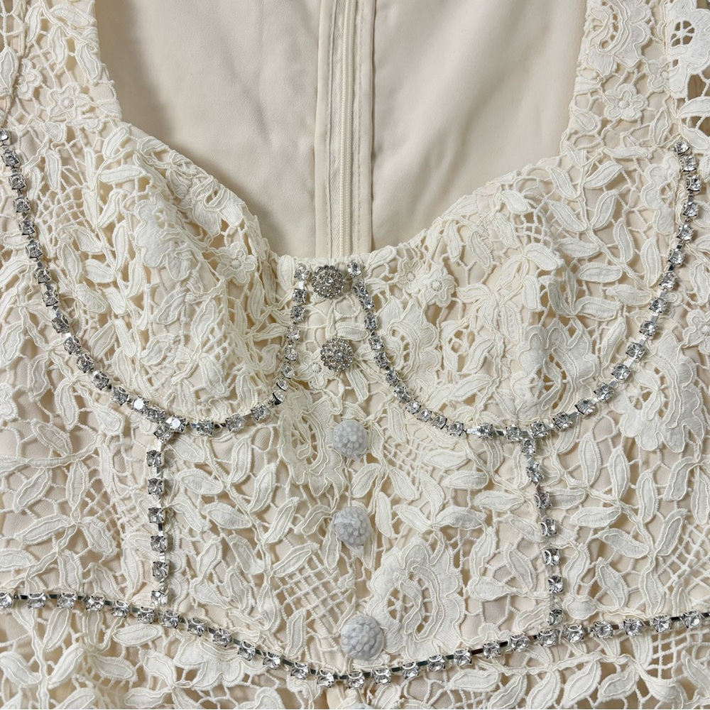 Self-portrait Cream Rose Lace Midi Dress - Picture 5 of 6